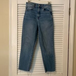 AEO Stretch Curvy Mom jeans Raw Hem High Rise size 2
